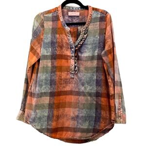 Isabella Sinclair Tunic Top Small Plaid Grunge‎ Popover